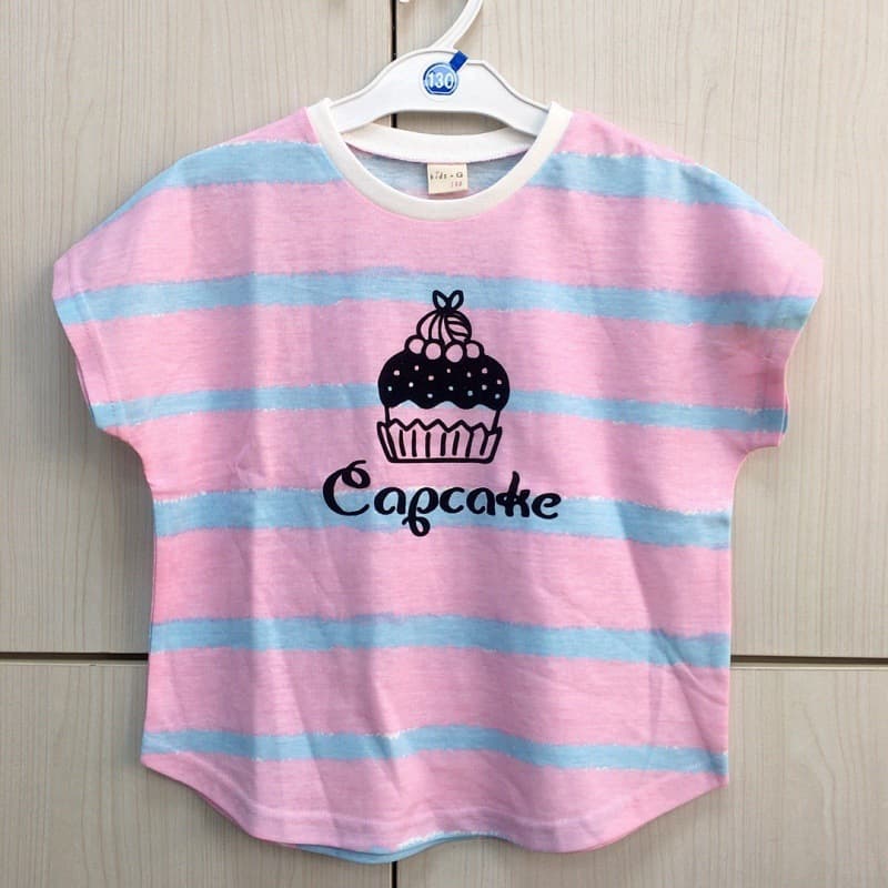 26 Summer Style Japanese Style Shijiazhuang Spot Large Size Girls 140-160 Sizes Striped Full Print Drop Shoulder Sleeve Short Sleeve T-Shirt