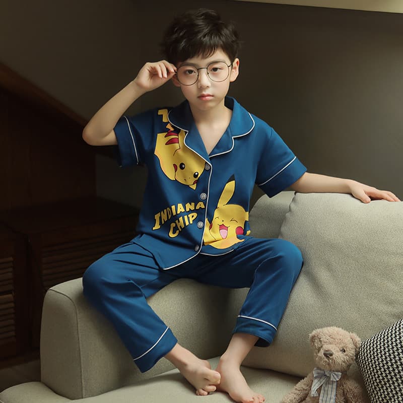 Children's Pajamas for Boys Summer 2024 New Cotton Thin Cartoon Kids Homewear Set