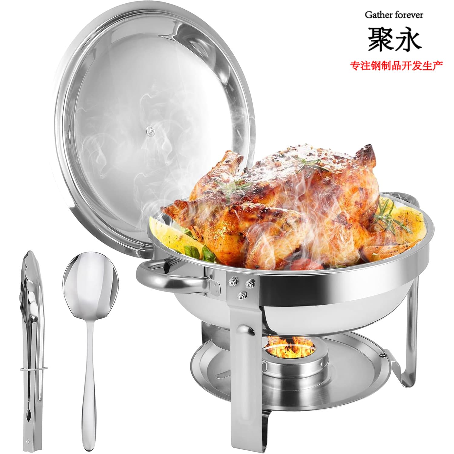 13.5L/7.5L/5L Food Warmer Chafing Dish Flip Lid Buffet Stove Stainless Steel