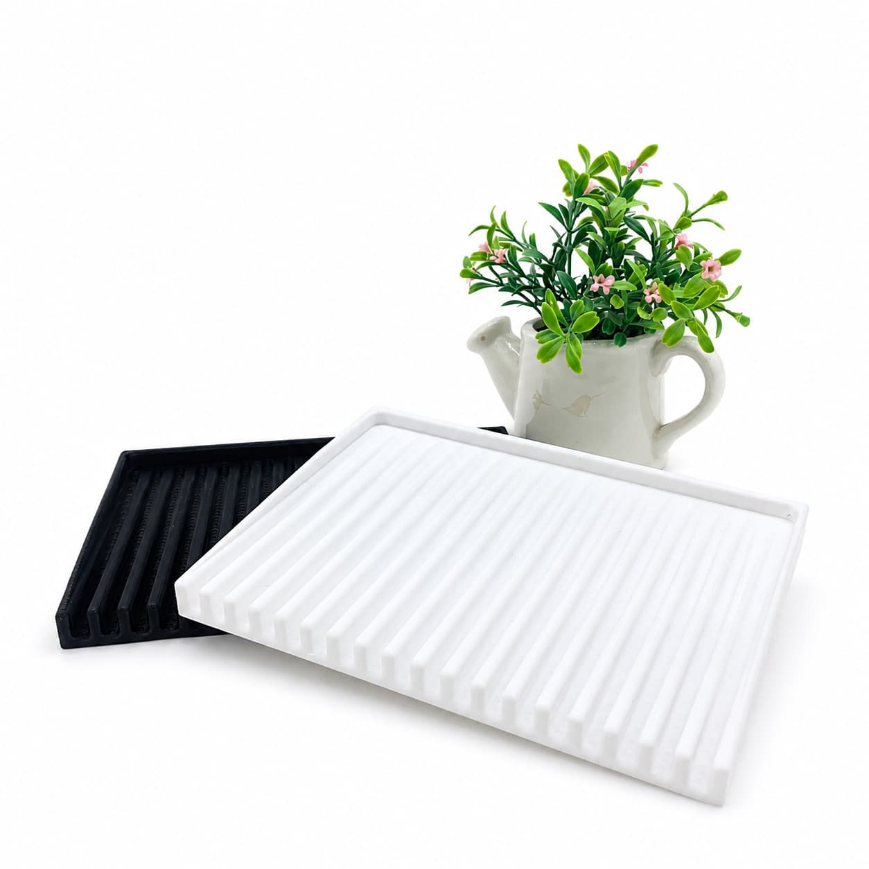 Cross-Border Household Drainage Tray Kitchen Bathroom Storage Tray Simple Fresh Atmosphere Black and White Two Colors Thick