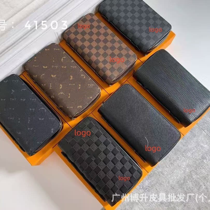 Cross-border Export Stock Short Wallet Genuine Leather Men's Bifold Long Wallet Multi-card Card Holder Integrated Money Clip