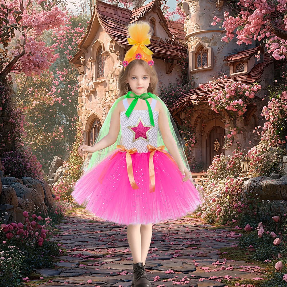 Amazon Kids Princess Dress Trolls Poppy Princess Anime Costume Party Ball Gown
