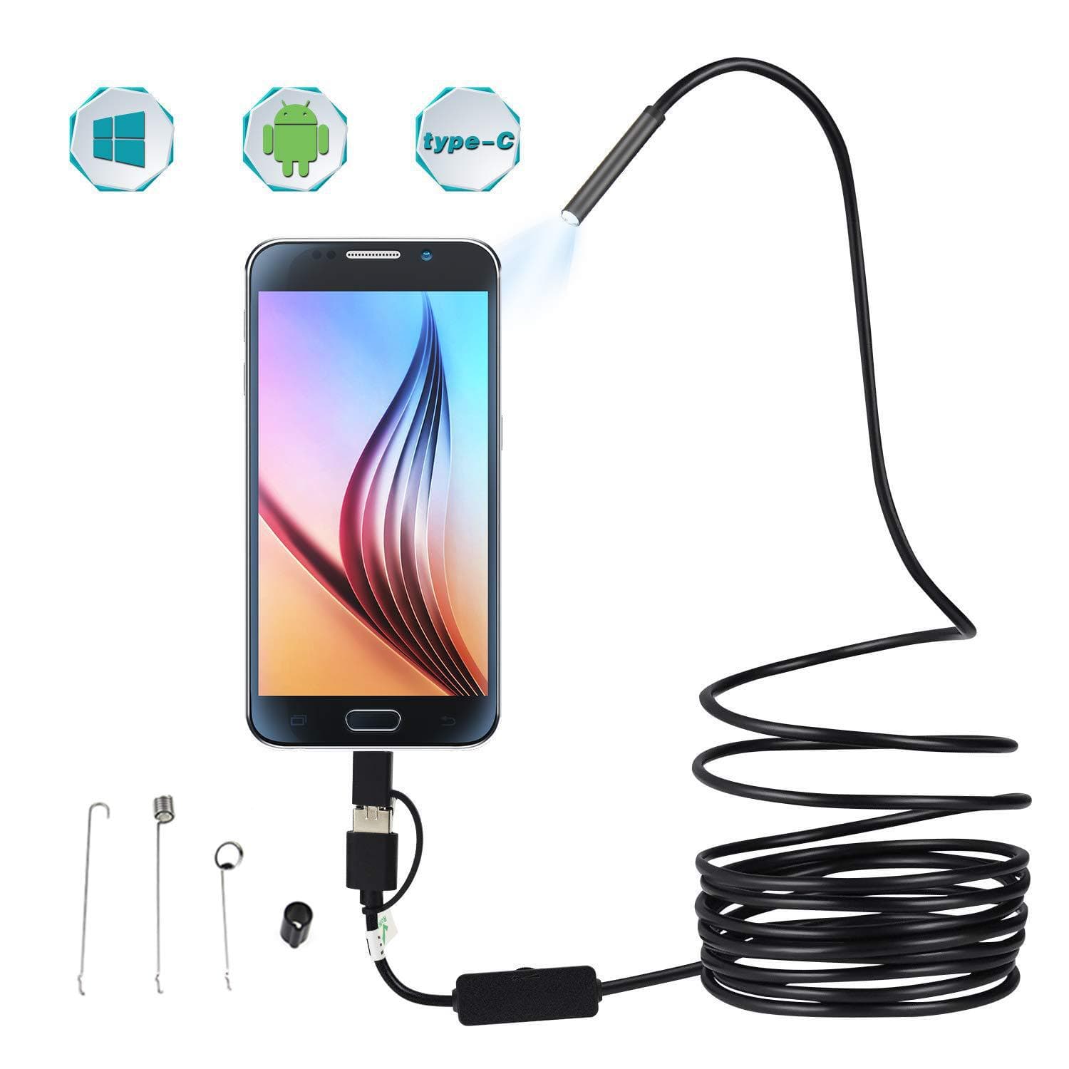 Factory Direct Supply 5.5mm USB 3-in-1 Type-C Endoscope Industrial Pipeline 1m-10m Cable Length