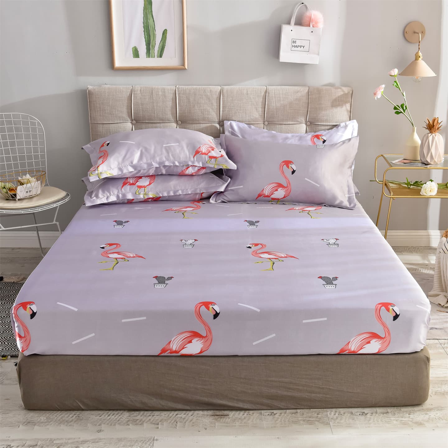 Cross-border foreign trade summer printed silk ice silk single product fitted sheet Taiwan bed bag single fitted sheet mattress protector