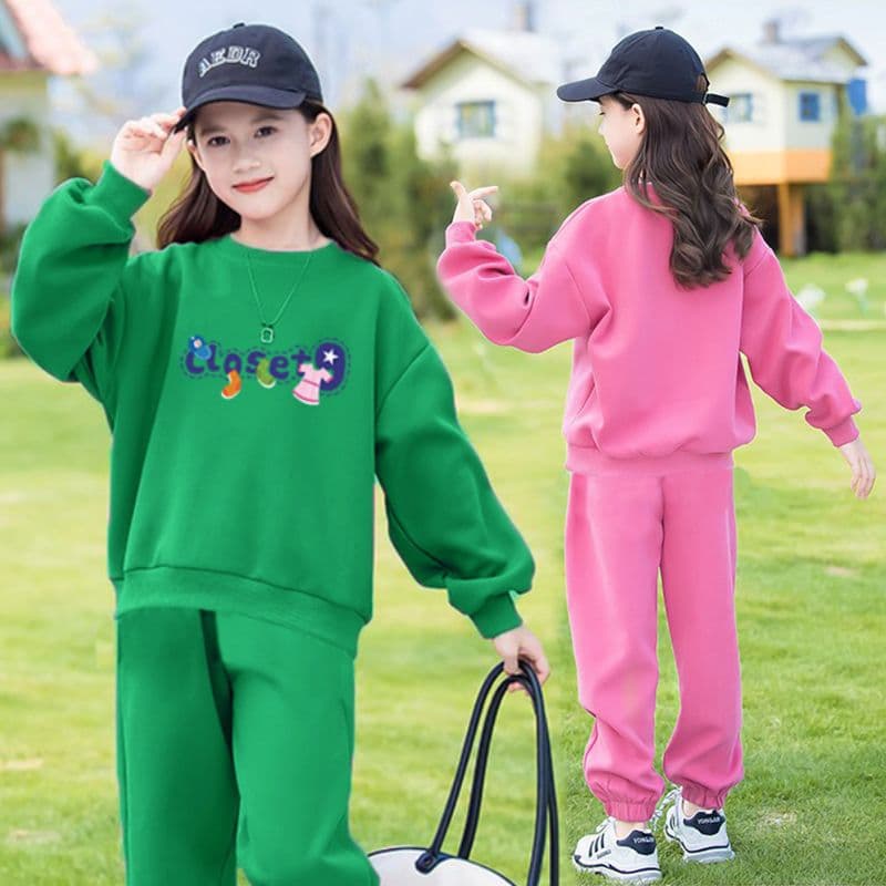 Girls' Autumn Suit New Korean Style Fashionable Internet Celebrity Spring Suit Large Children's Fashionable Sports Sweatshirt Two-piece Set Trendy Cotton