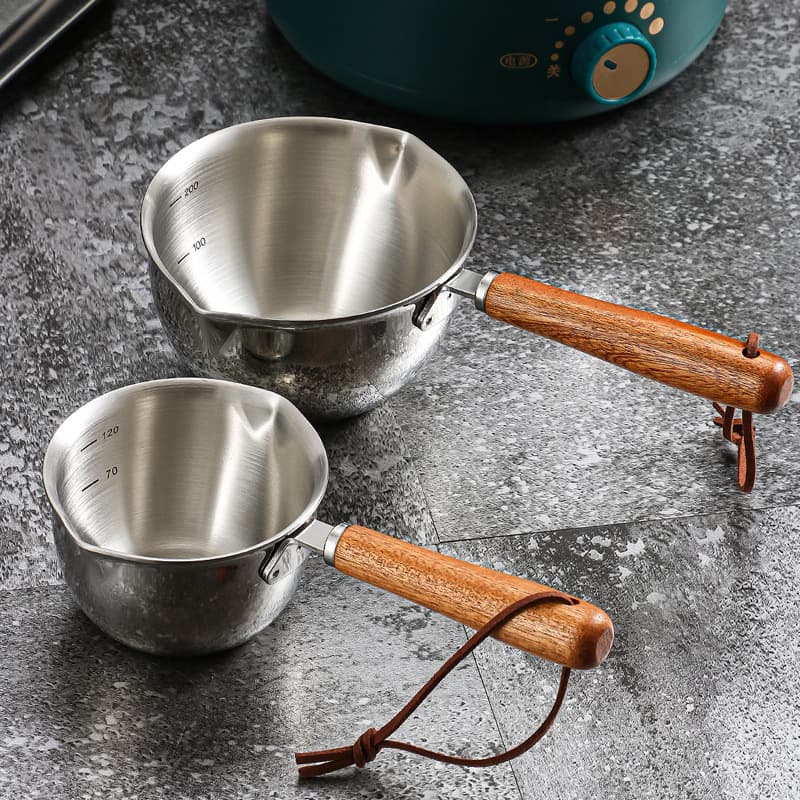 Stainless Steel Splash Oil Small Pot, Three-Layer Steel Viral Hot Oil Mini Milk Pot, Oil Drizzling and Sizzling Skillet Specific Tool
