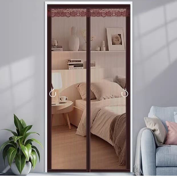2026 New Full Magnetic Strip Mosquito Screen Door, Diamond Mesh, Summer Magic Tape, Home Use, No Drilling, Strong Magnetic Screen Door
