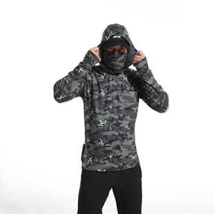 Summer Ultra-Thin Printed Sun Protection Face Cover Fishing Ice Silk Breathable Sunscreen Shirt Men UV-Proof Fishing Jacket
