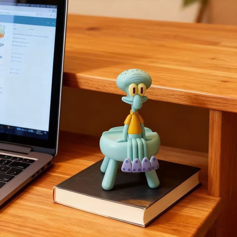 Worker Squidward mobile phone holder, boring stool figure, desktop decoration, creative gift