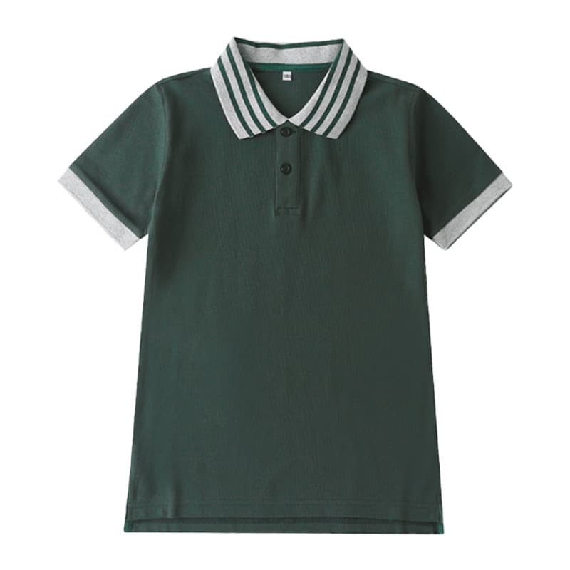 Boys and Girls Summer British Style T-Shirt New Short Sleeve Polo Shirt for Primary and Secondary School Students Navy and Red School Uniform