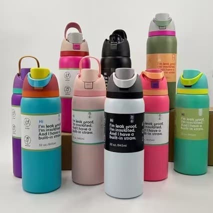 Cross-border Owala Stainless Steel Insulated Tumbler Outdoor Sports Water Bottle Flip Straw Cup with Handle Car Cup