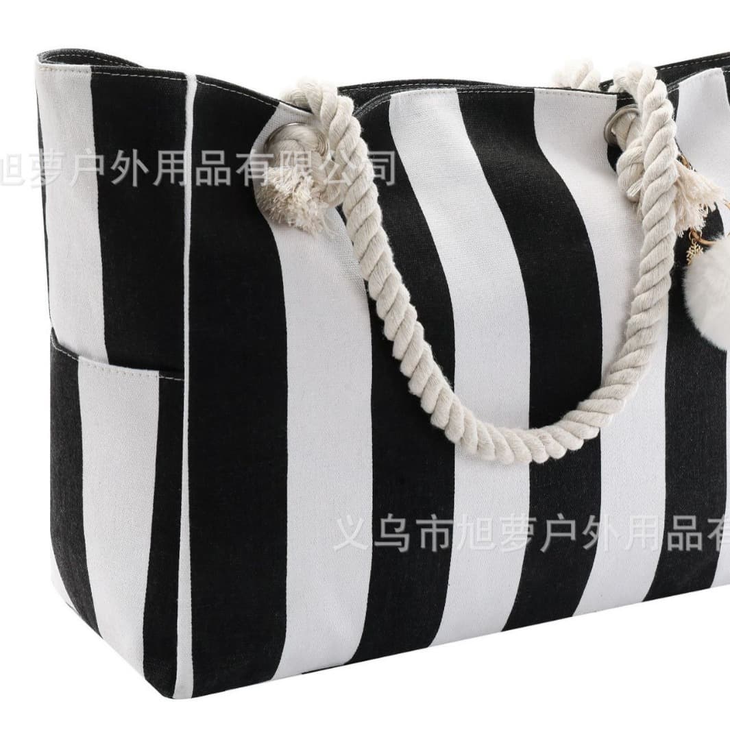 Amazon's hot-selling tote bag navy blue anchor canvas multifunctional handbag travel beach bag women's bag