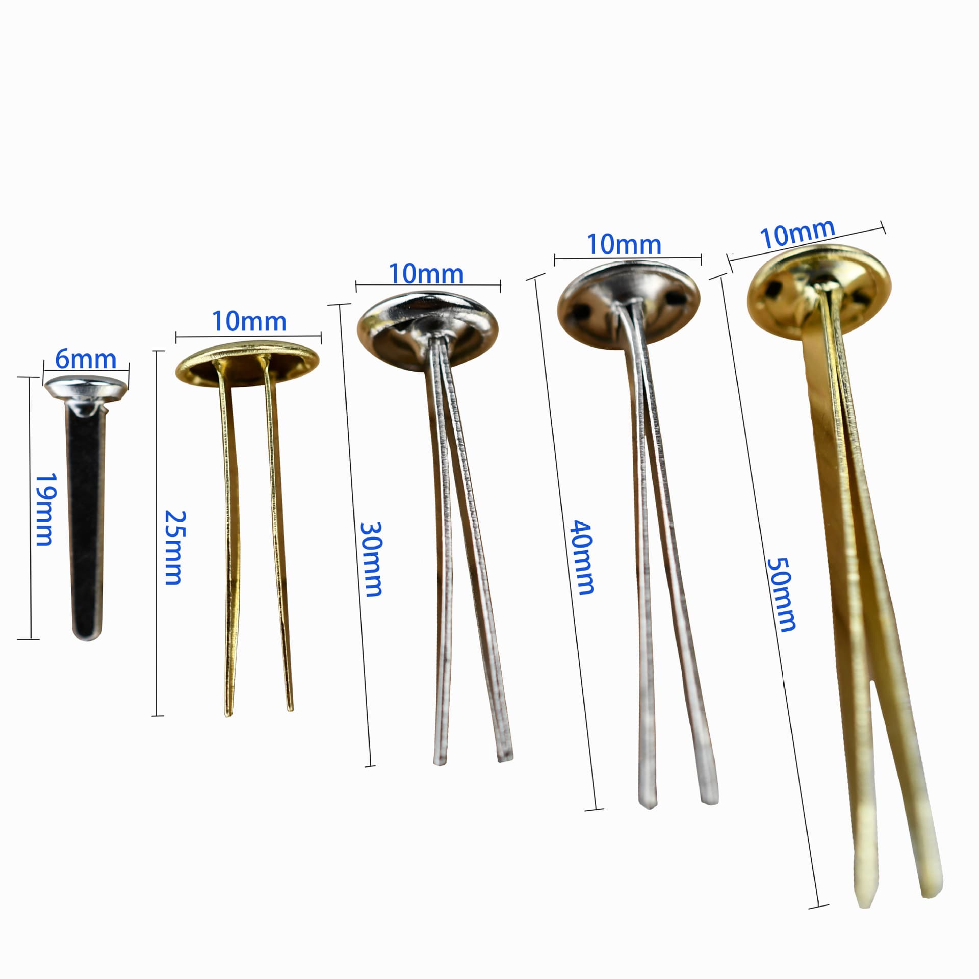 Multiple specifications thickened long double-point tacks fabric sample binding round head split two-prong upholstery nails