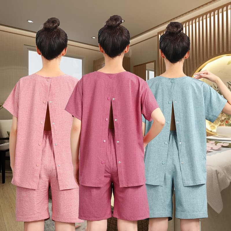 Cotton moxibustion robe back-open buttoned unisex cupping back massage acupuncture therapy suit sauna steam suit
