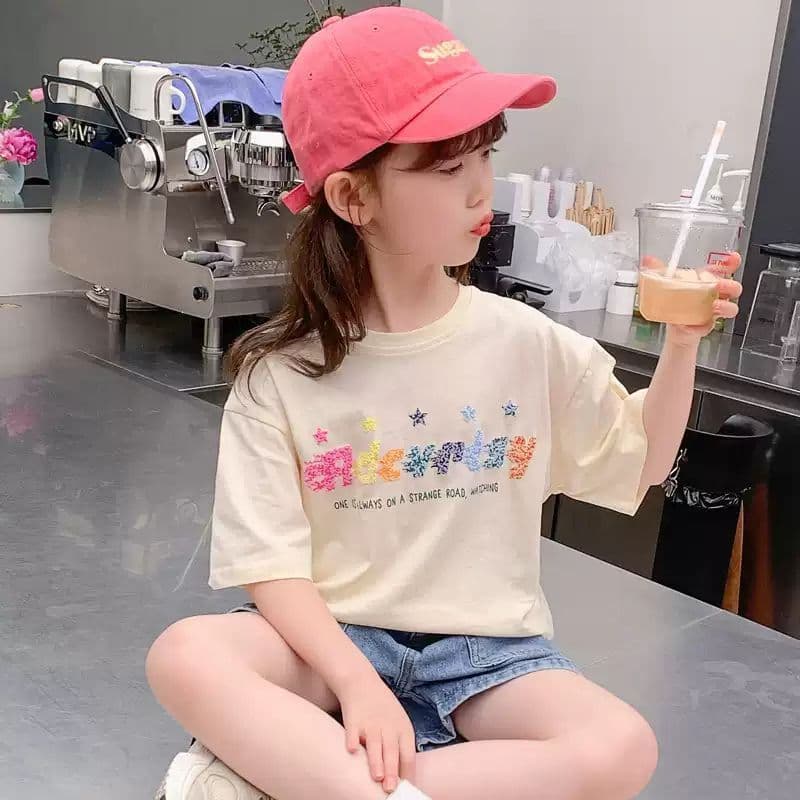 Girls' Cotton Short-Sleeve T-Shirt Summer Casual Top for Toddlers and Kids Fashionable Half-Sleeve Tee