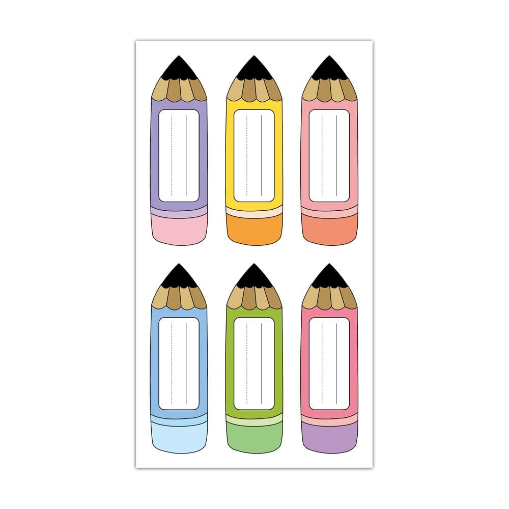 Cross-border wholesale cartoon pencil name stickers 6 colors blank word stickers children's stickers stationery stickers