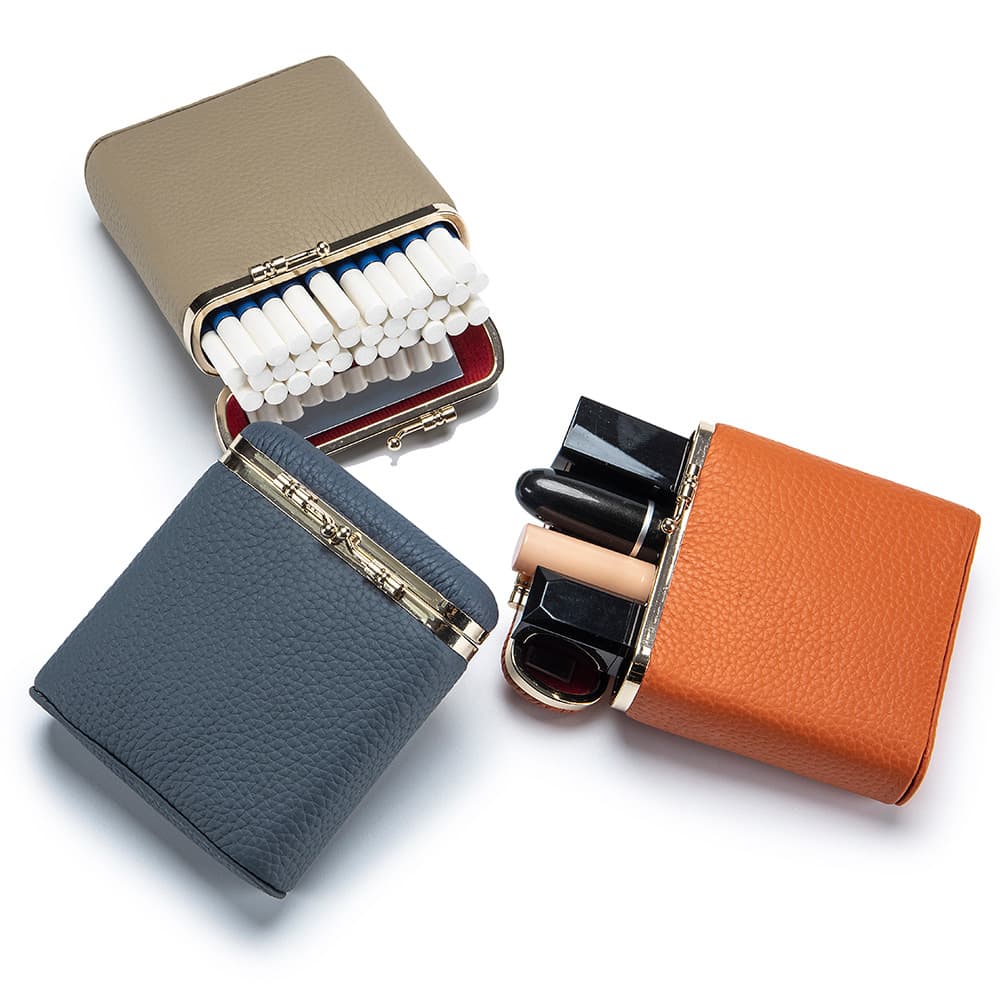 New Genuine Leather Creative Red Envelope Women's Portable Cigarette Case Exquisite Storage Coin Bag Lipstick Box Clip Bag Wholesale
