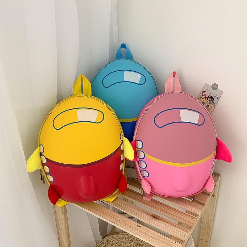 Cute Cartoon Kindergarten Kids Backpack Small Airplane Backpack Eggshell Boys and Girls Double Shoulder Bag for Training Classes and Early Education