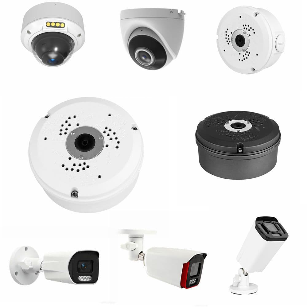 Outdoor surveillance camera housing with concealed wiring box, IP66/IP67 waterproof, aluminum alloy housing mold.