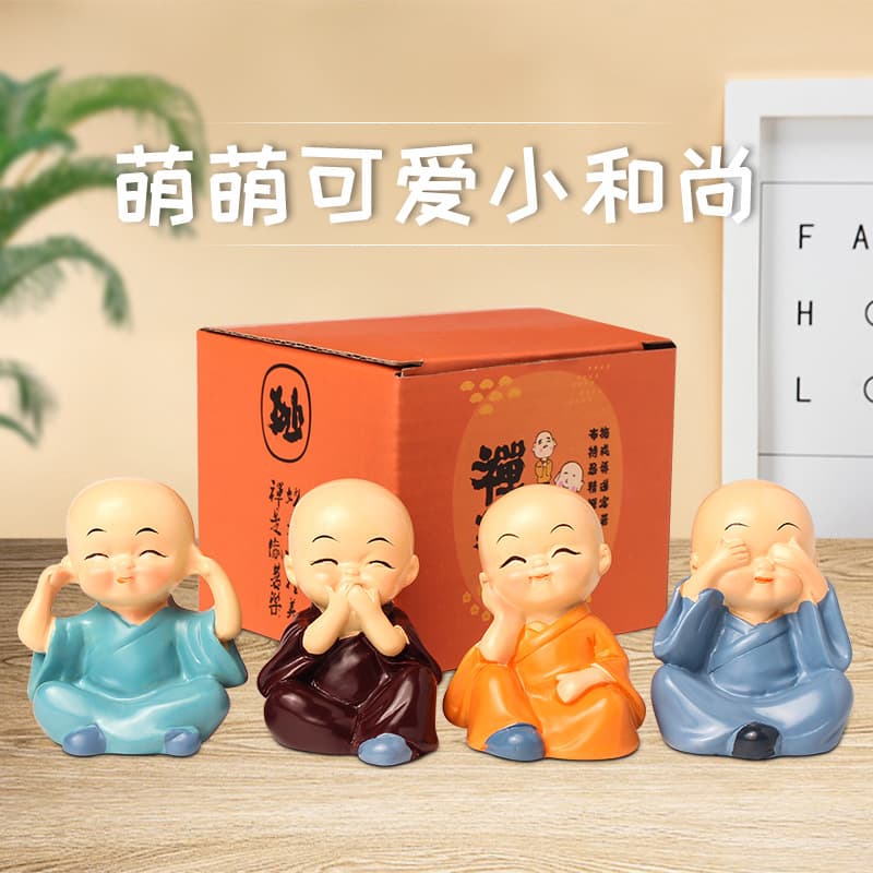Factory Direct Supply Car Decoration Swinging Four Not Small Monk Cute Doll Creative Interior Decoration Car Ornaments