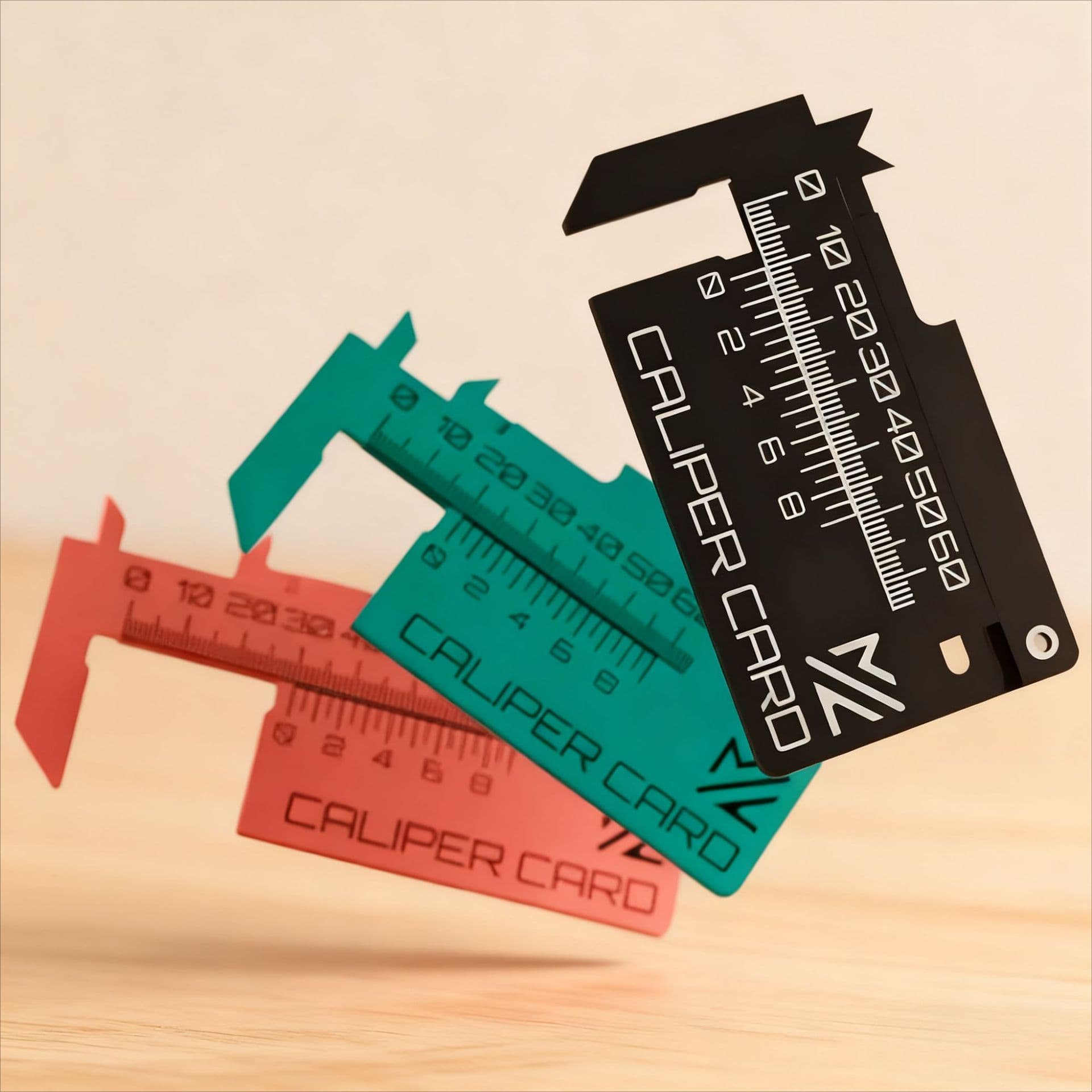Cross-Border New Product 3D Printing Caliper Card Vernier Caliper Card Keychain Measuring Tool Mini Ruler