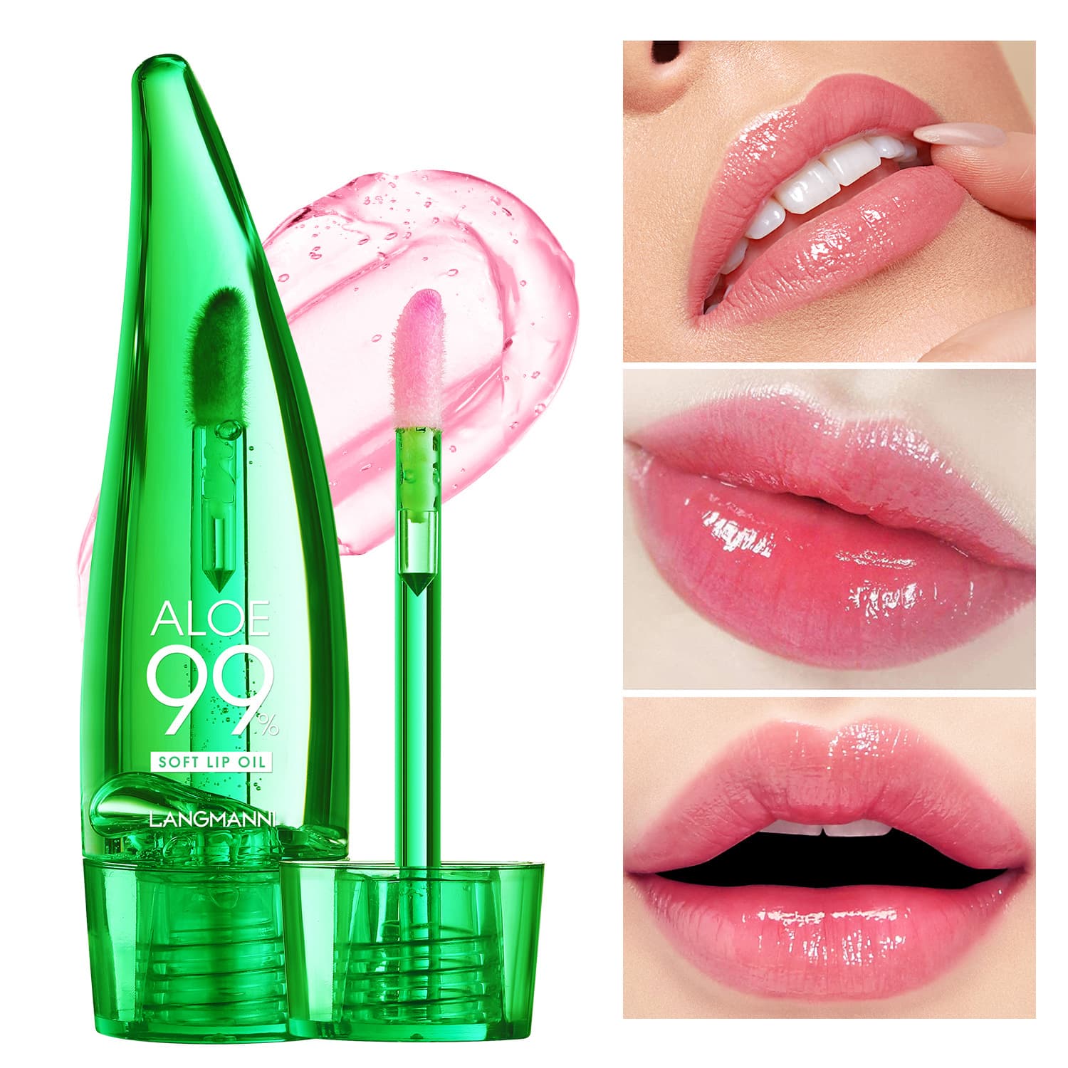 Cross-Border Exclusive - Langmannni New Aloe Lip Gloss, Temperature-Sensitive Color-Changing Lip Gloss, Moisturizing and Hydrating