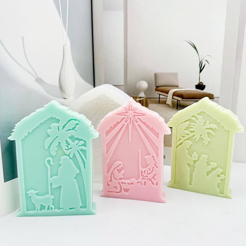 Cross-border Easter House Silicone Mold DIY Enclosure Stove Thatched House Aromatherapy Gypsum Drop Glue Home Decoration Mold