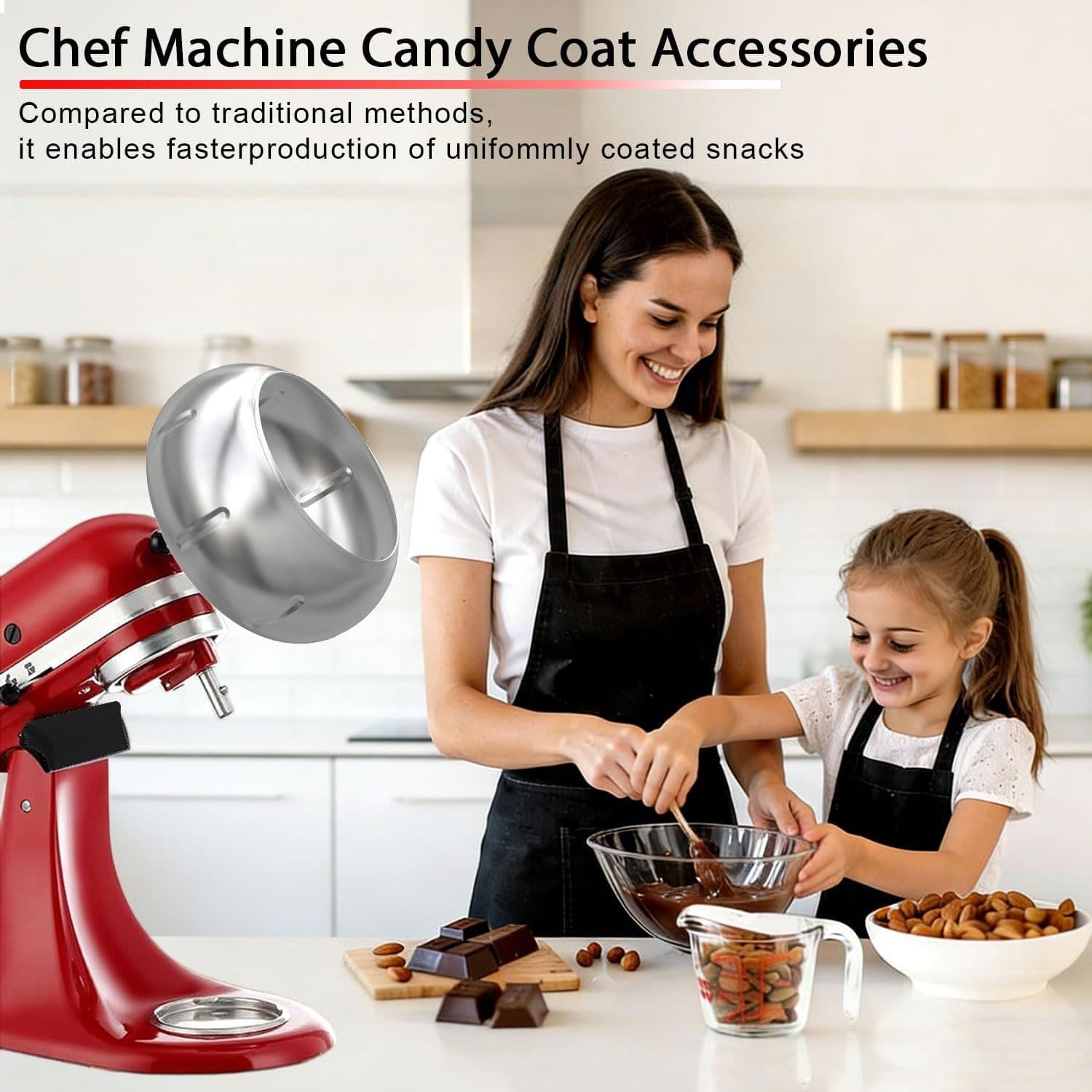 For KitchenAid Stand Mixer Candy Coating Attachment 4.5QT/5QT Chocolate Almond Cover