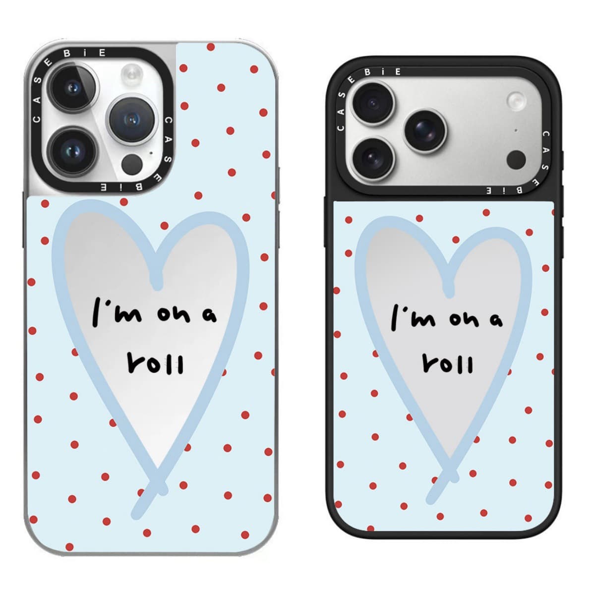 C-Home Blue Red Polka Dot Love English Letter iPhone Case Compatible with iPhone 17 Pro 16 15 Plus 14 12