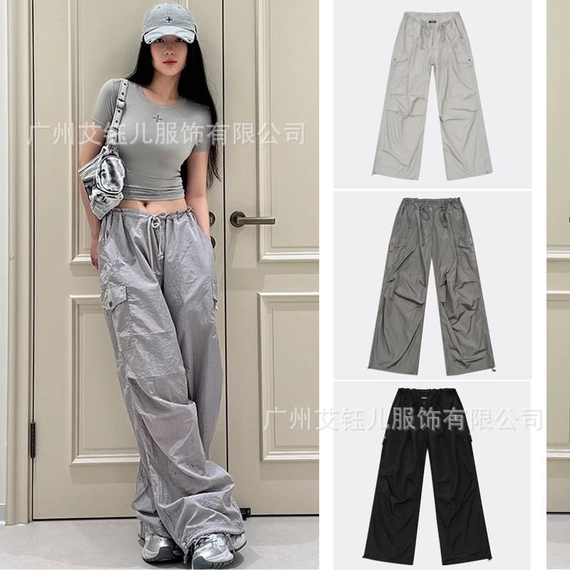 SMFK Storm Hunting Wide Leg Paratrooper Pants UP002B2 Embroidery Casual Straight Tooling Pants 24 New Arrival Trousers