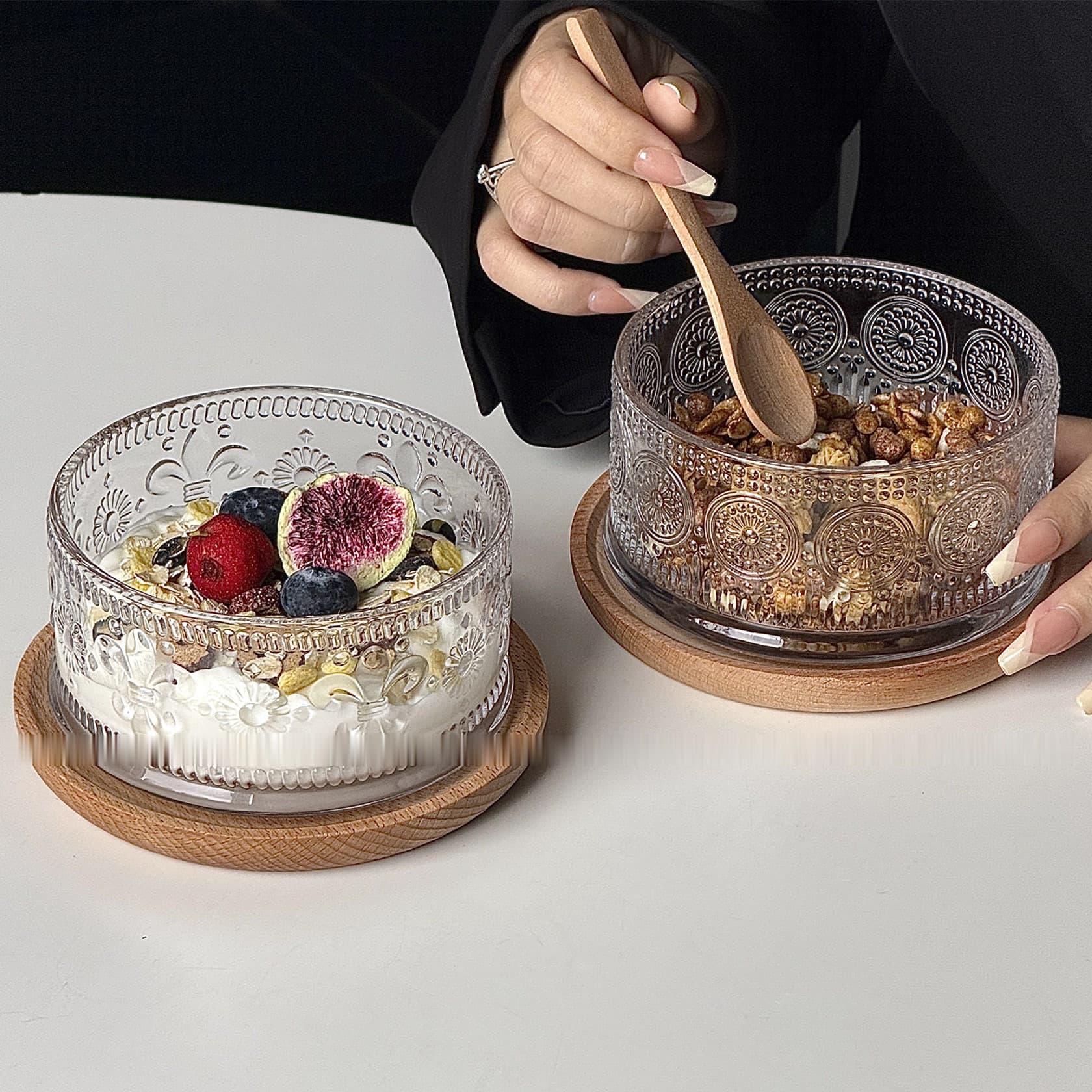 ins high-looking glass breakfast cereal bowl ice cream yogurt bowl pudding cup dessert bowl fruit snack bowl