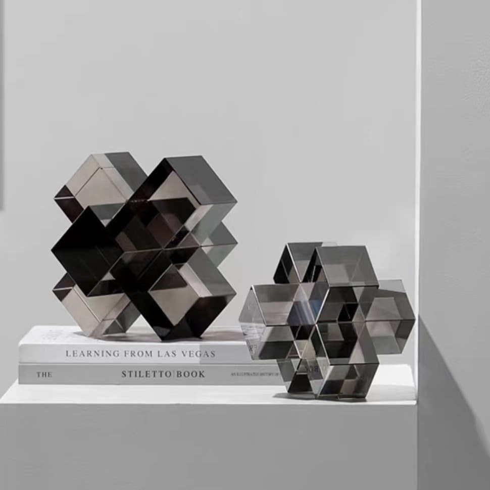 Modern Minimalist Frosted Ash Crystal Cross Creative Decorative Ornament for Nordic Living Room Coffee Table Soft Decor