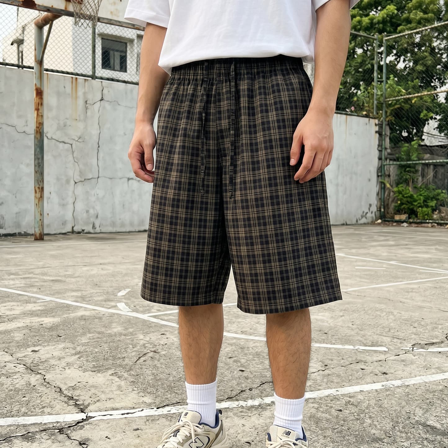 Etai Men's Clothing | Loose Casual Knee-Length Plaid Sports Shorts for Men, Trendy Brand Versatile Summer New Casual Shorts