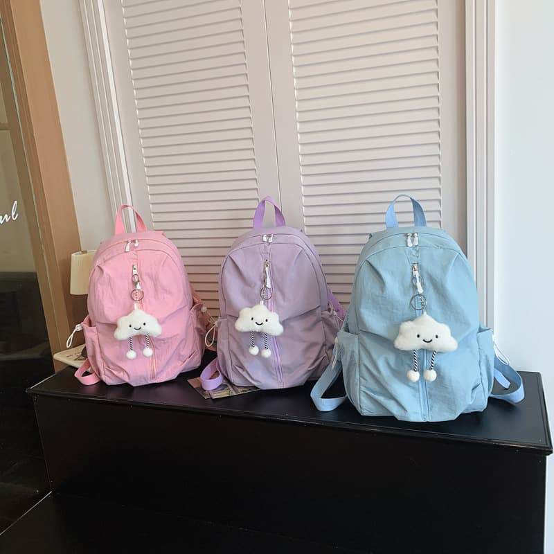 2026 New Cloud Pendant Backpack for Women, Japanese Simple Lightweight Super Large Capacity Backpack for Middle School, High School, and College Students