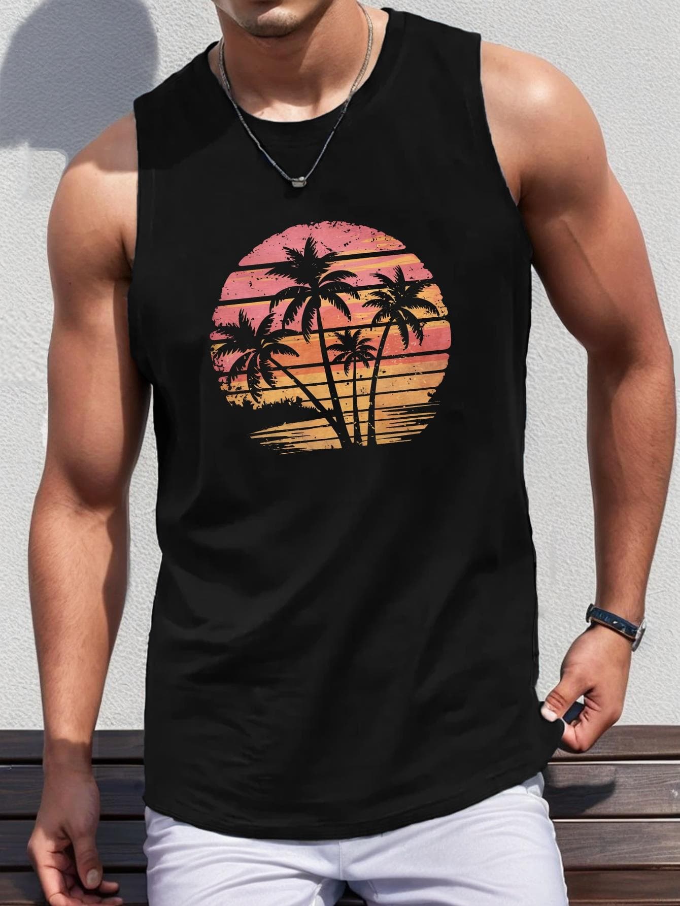 2026 Cross-border New Men's Vest 3D Digital Print Pattern Fitness Sports Versatile Breathable Drop Shipping