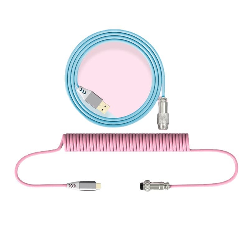 Aviation Connector Cable Mechanical Keyboard Cable Custom Cable Type-C Interface Spiral Spring Data Cable Stretch Large Aviation Plug