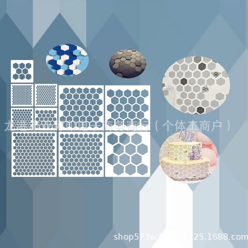 10pcs Honeycomb Painting Template Hexagon Bee Wooden Cake Decoration Cookie Wall Canvas DIY Crafts