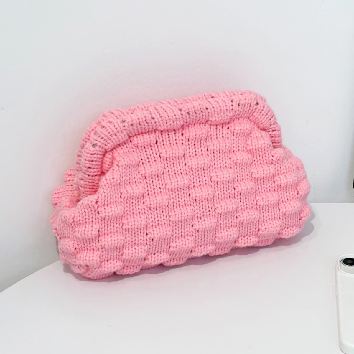 Cross-border Autumn/Winter Knitted Bag Woven Clutch Women Cloud Bag Versatile Elegant Portable Makeup Bag Large Capacity