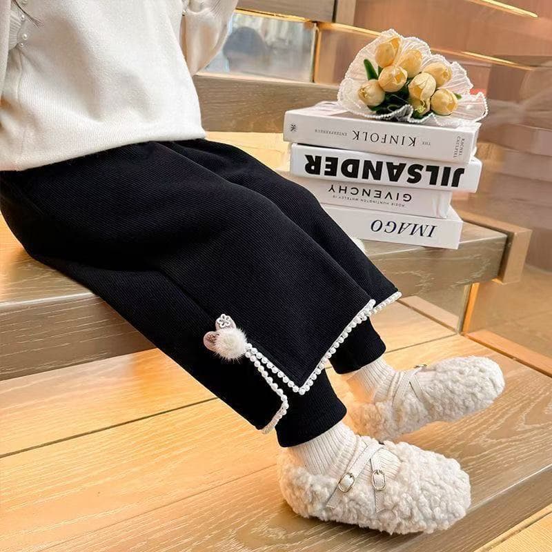 Children's Autumn/Winter Fleece-Lined Double-Layer Warmth New Korean Style Casual Fashion Fake Two-Piece Pants Girls' Pants