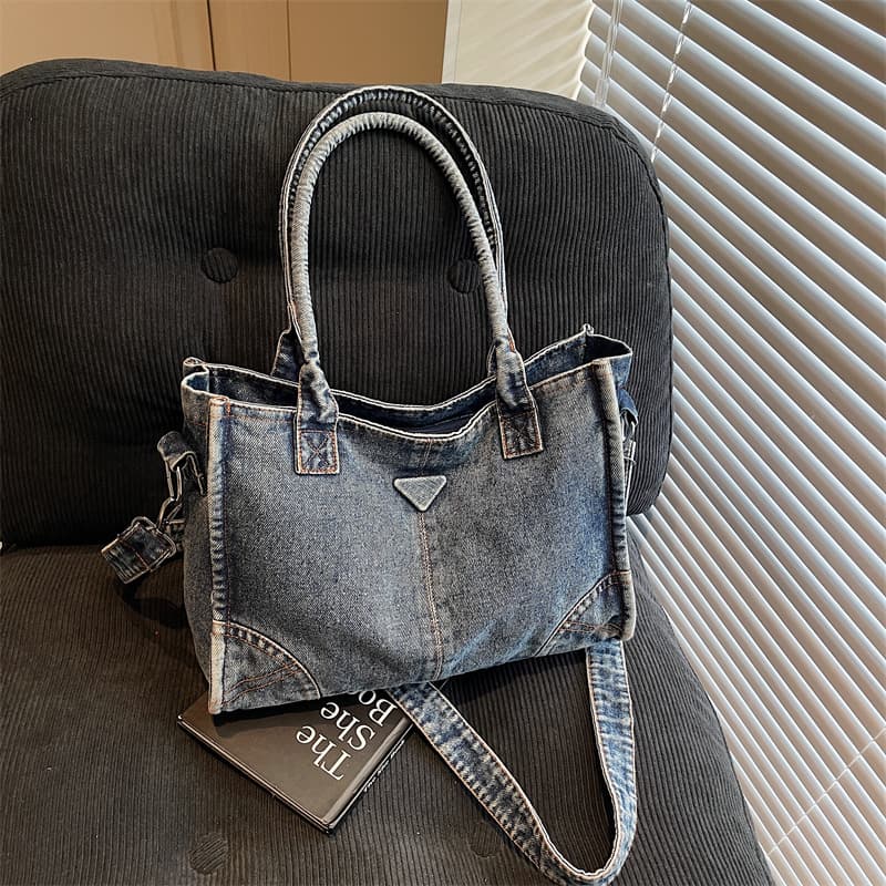 High-end denim handbag for women 2026 new fashion casual crossbody bag large capacity shoulder tote bag