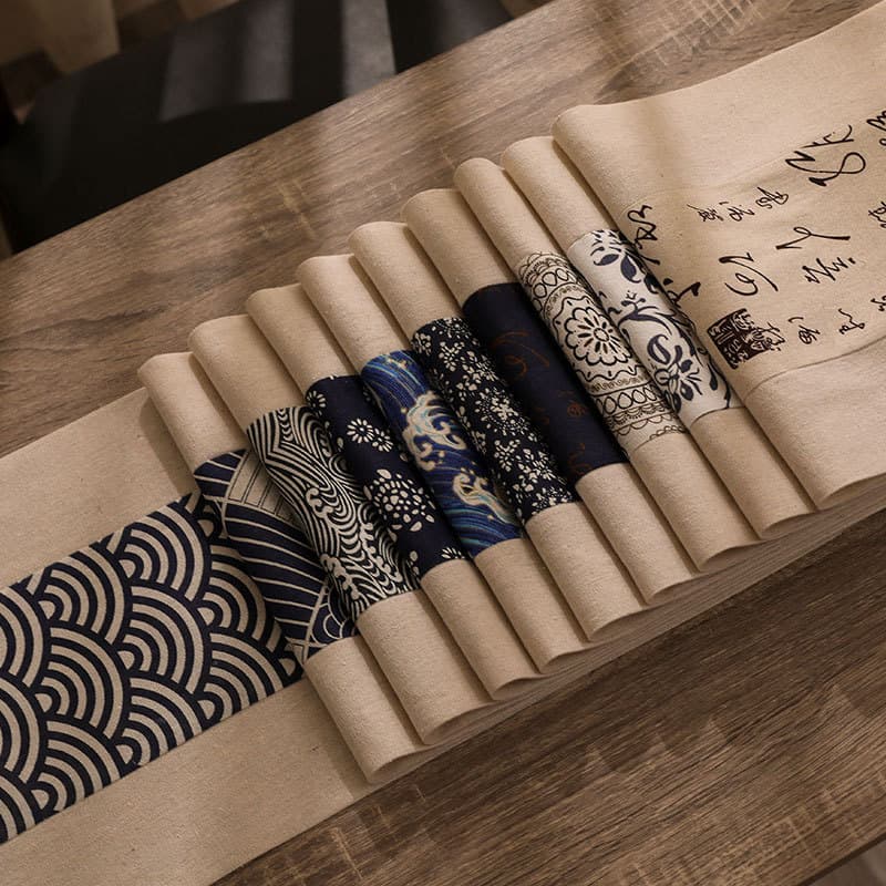 Zen-style Chinese Tea Table Runner, Linen Cotton Tea Mat, Hemp Cloth Tea Table Cloth, Japanese Tea Cushion, Tea Room Table Runner Long Strip