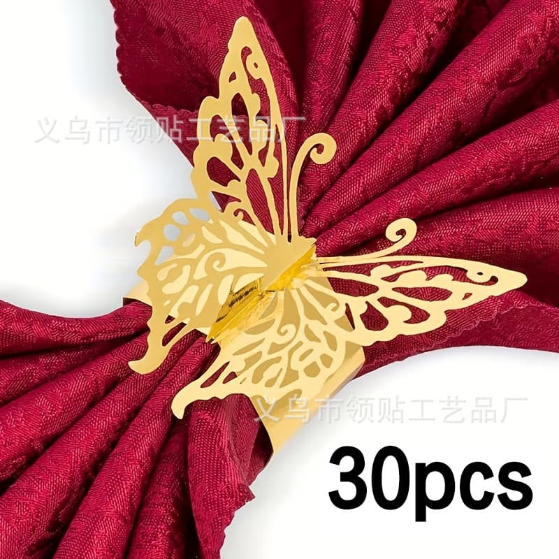 Metallic Butterfly Napkin Ring for Birthday, Wedding, Restaurant, Hotel Table Decoration, Dinner Party Napkin Holder