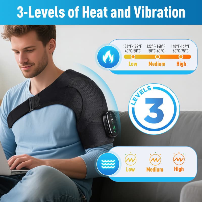 Protective Gear Factory Heated Massage Shoulder Pad Rechargeable Neck and Shoulder Heating Massager Joint Heat Therapy Wrap