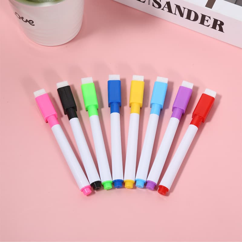 Factory wholesale black and colorful whiteboard markers, creative with brush, eco-friendly small erasable markers for advertising LOGO engraving