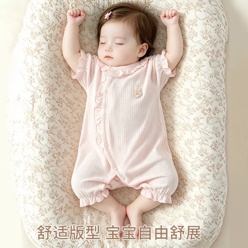Full Moon Baby Girl Clothes, Hundred-Day Princess Summer Thin Style, 3-6 Months, Newborn Infant Romper