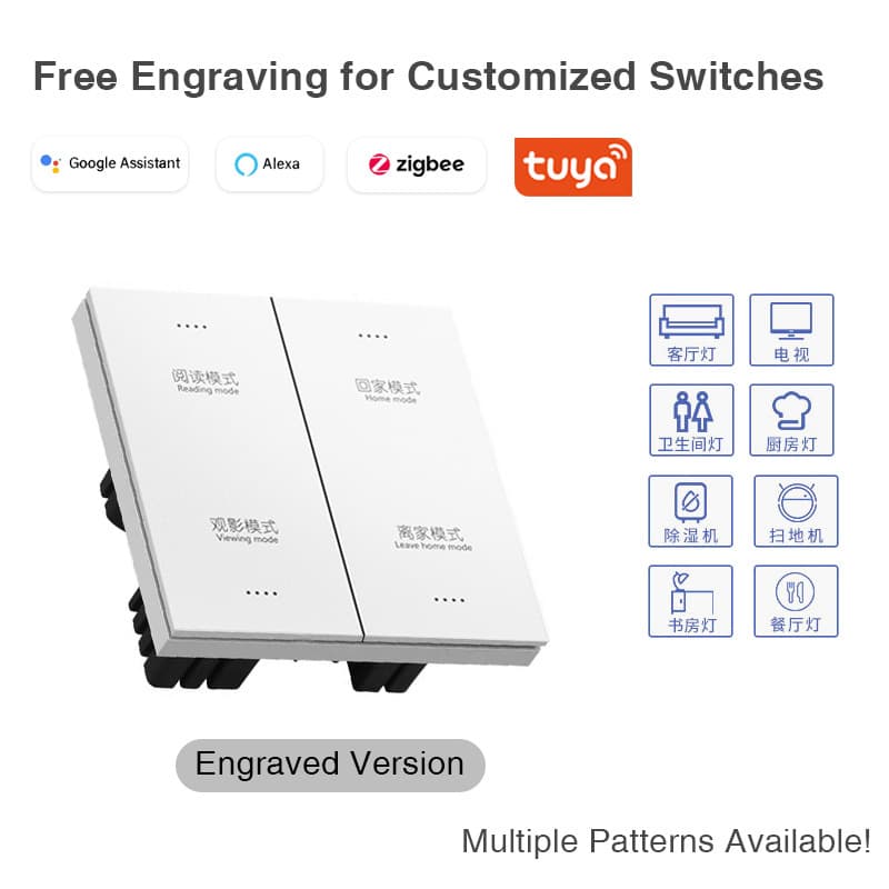 Cross-border Version Tuya Smart Switch Panel ZigBee Smart Switch Wireless WiFi Voice Scene Home