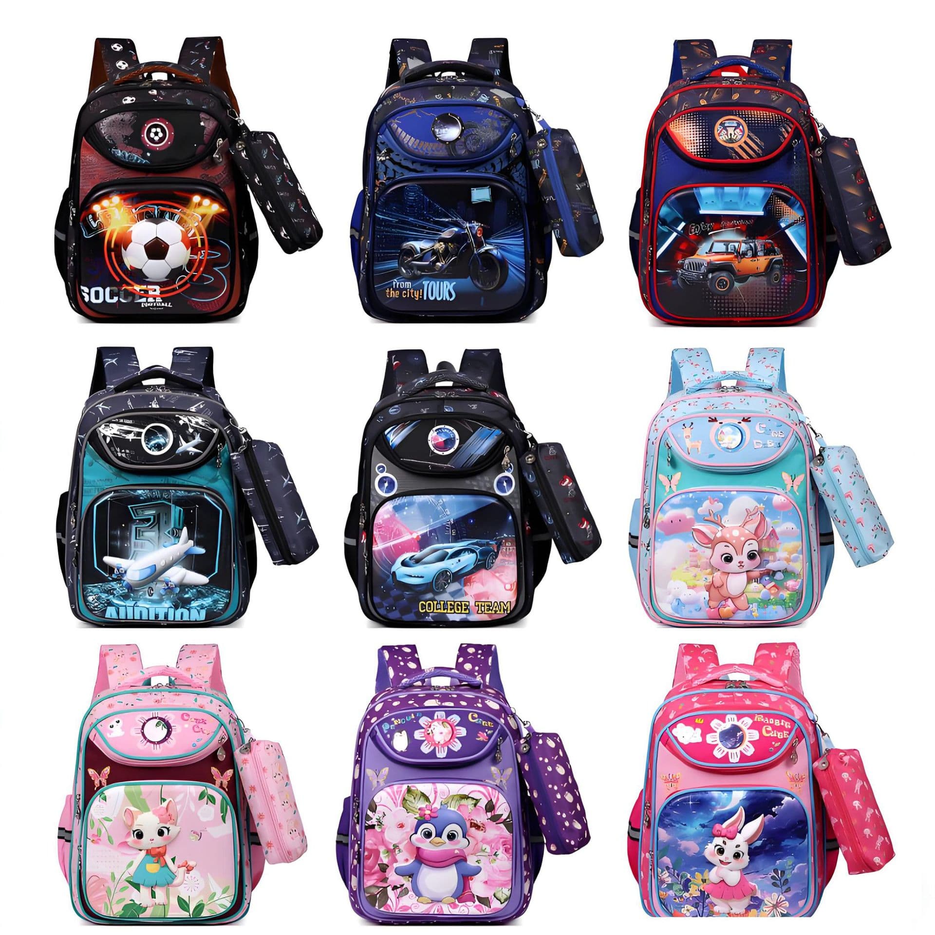Cross-border Kids Backpack 3D Hard Shell Cartoon Football Pattern 2-Piece Set Student Ages 7-12 School Bag