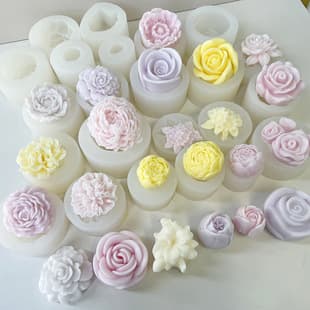 Jiahuimei Floral Aromatherapy Candle Silicone Mold DIY Petal Scented Stone Handmade Soap Plaster Epoxy Mold
