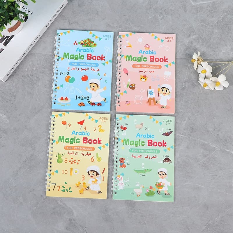 New Cross-Border Exclusive Children's Groove Calligraphy Practice Book Arabic Version Hard Pen Magic Practice Notebook In Stock with Logo
