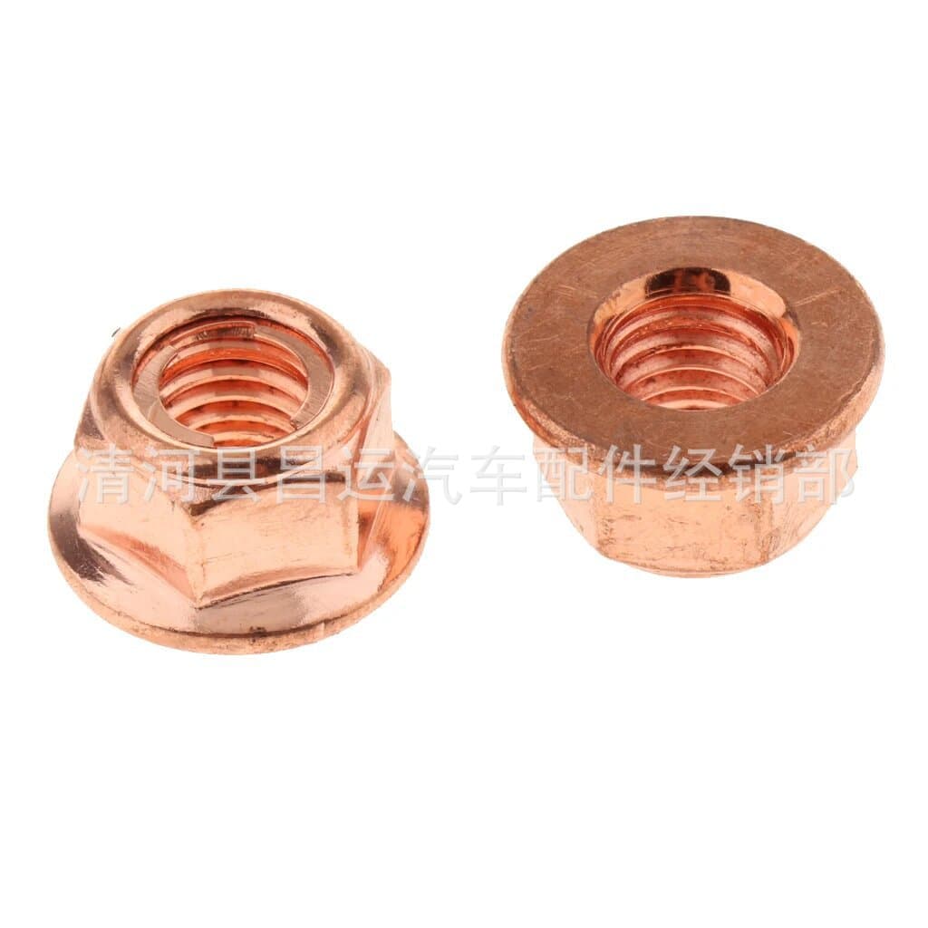 Hex Nut M8 Carbon Steel Copper-Plated Flange Lock Nut for BMW Exhaust Pipe A1201420072 Accessories